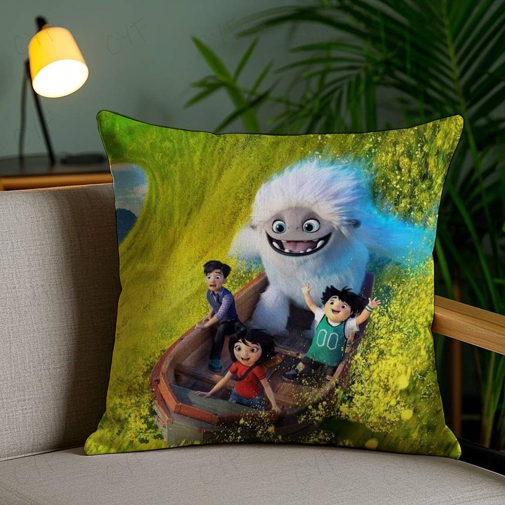 Cute Movie A-Abominable Pillow Case Anti-Dustmite Pillowcase Invisible Zipper Silky Short Plush Sofa Cushion Cover
