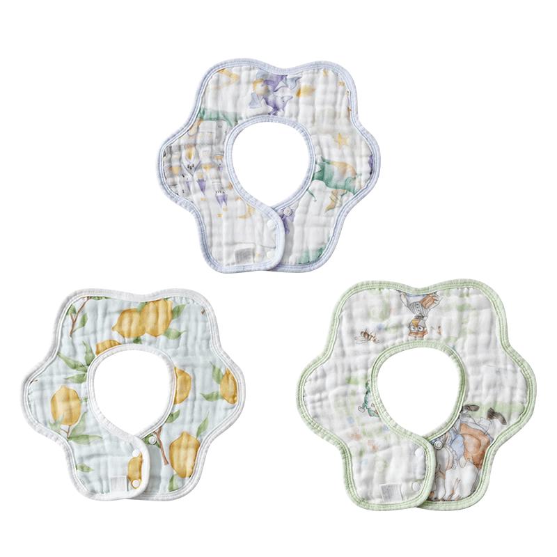 EMXEE Baby Quick-Dry Cotton Bib 3-Pack