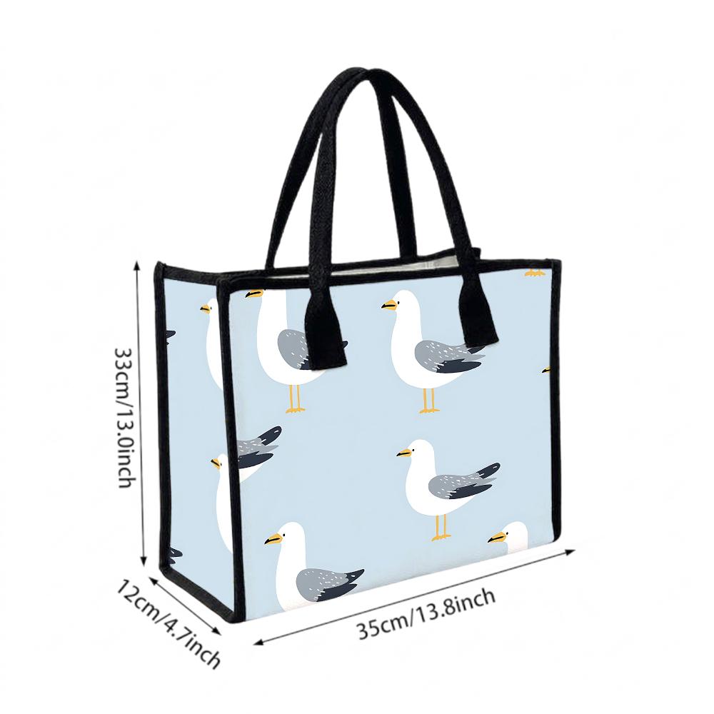 Cute Seagull Print Tote Bag