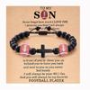 Baseball Basketball Football Soccer Gifts, Natural Stone Baseball Cross Prayer Bracelets for Teen Ideas with Message Gift Card