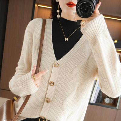 Literary Retro Style V-neck Casual Sweater Jacket Women's Loose Knitted Cardigan New Autumn and Winter Top