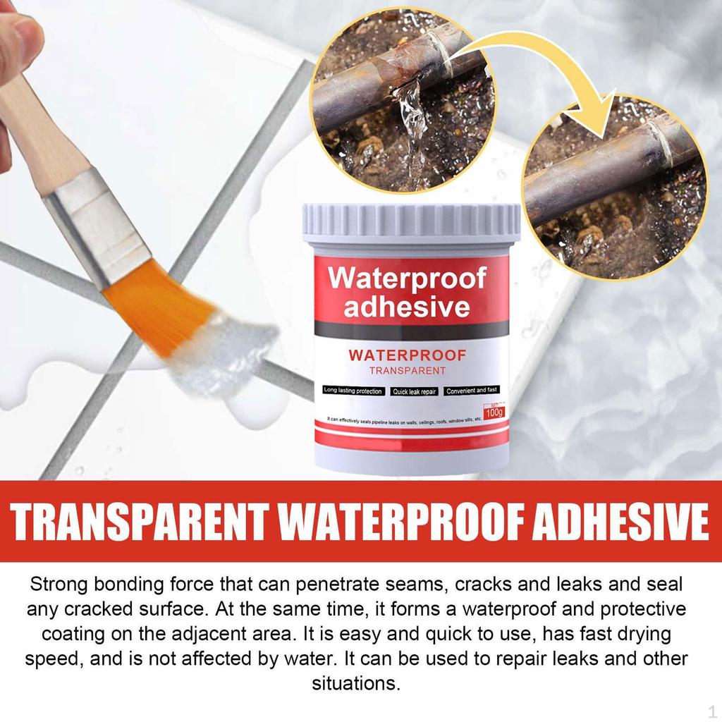 Practical Waterproof Coating with Brush, Leak Clear Sealant for Ceramic Tiles