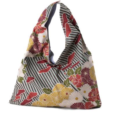 Japanese Pattern Furoshiki Bag Flower Line Eco Sub Tote In Kimono Yukata Respect for the Aged Birthday Gift [Noren] (East Bag/Retro - Blue) Bag, Bag,
