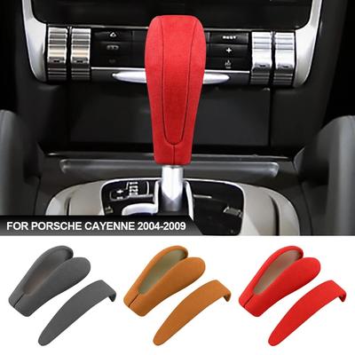 Car Suede Leather Texture Gear Shift Panel Frame Gear Knob Cover Head Trim for Porsche Cayenne 2004-2009