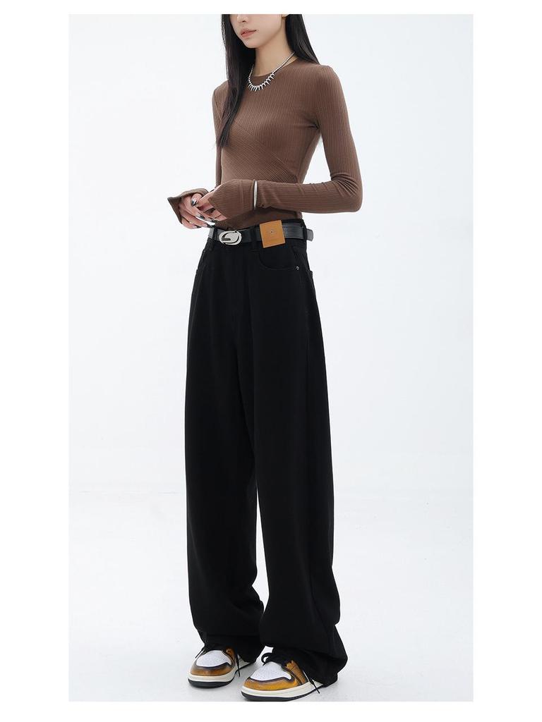 American Black Plus Size High Waist Wide Leg Jeans for Women