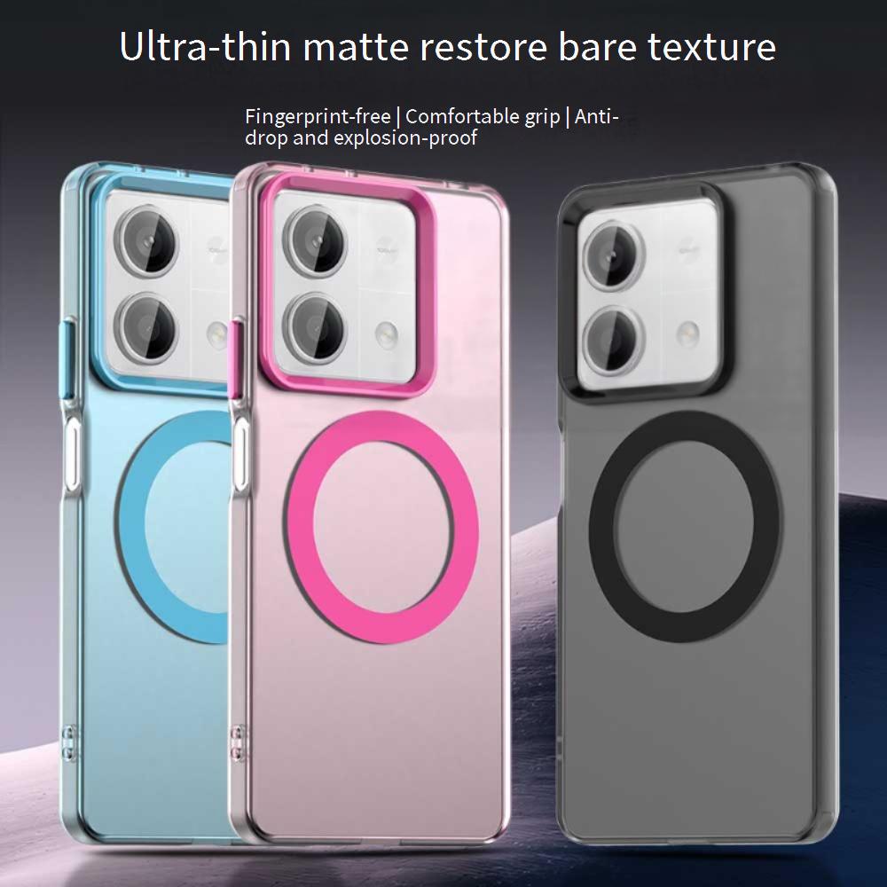 Matný kryt Magsafe pro telefon Xiaomi Poco X6 Neo F6 Pro C75 C61 Ochranný kryt Magnetické bezdrátové nabíjení Nárazuvzdorný zadní kryt