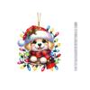 Christmas Acrylic Flat Surface Pendant With Cute Puppy Checkered Design Scarf