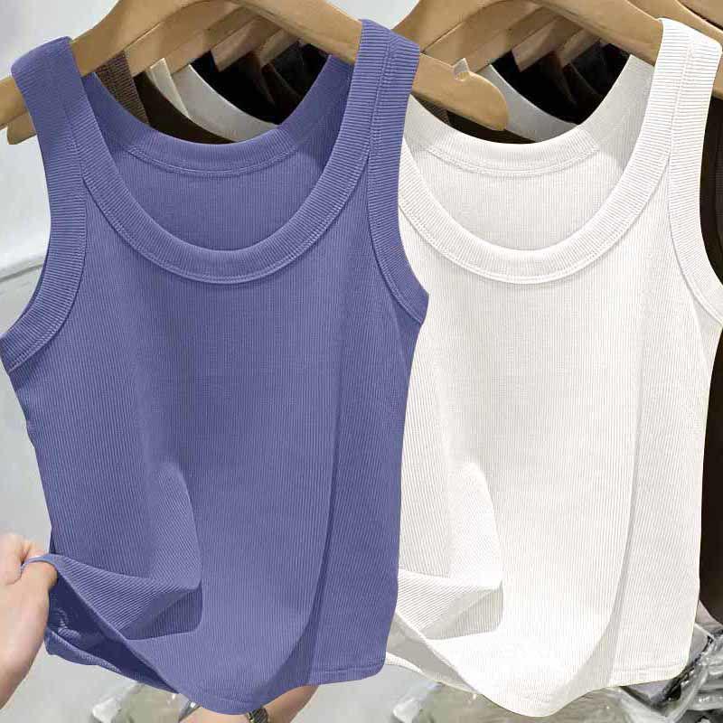 Modal Ribbed Spaghetti Strap Tank Top - Women's Versatile U-Neck Solid Color for Spring/Summer, Sports, Yoga, Base Layer.
