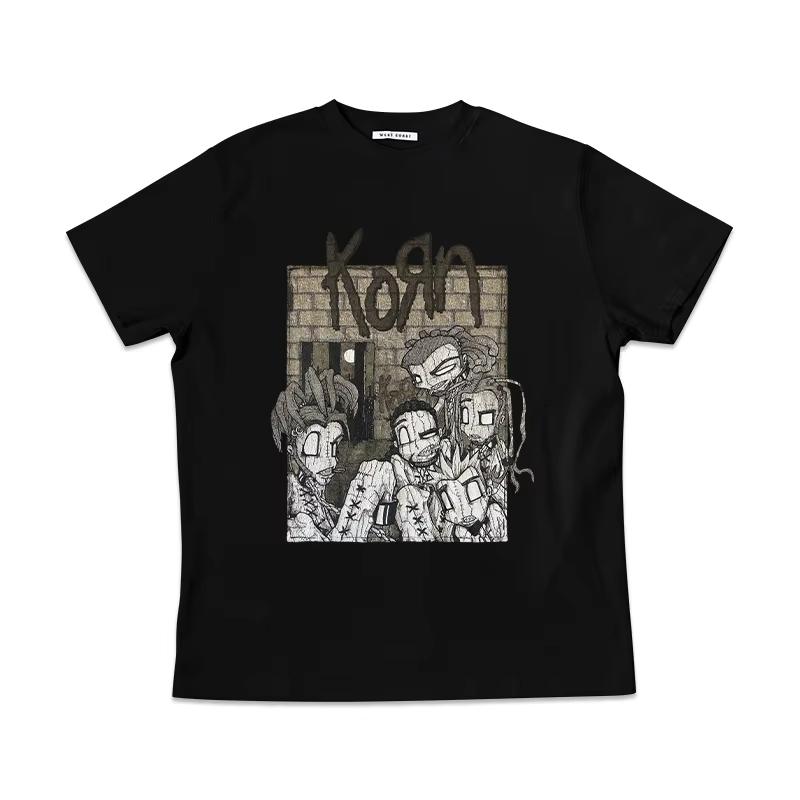 2025 Korn Korn Band Europa und die Vereinigten Staaten Metal Rock Hip-Hop Street T-Shirt Modemarke Kurzarm Hohe Qualität