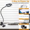 LED Magnifying Lamp with Clip, 10x Magnification, 3 Color Modes, Adjustable Brightness, Flexible for Reading, Painting, Crafting