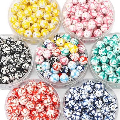 2 sztuk ręcznie robiona porcelana ceramiczna ręcznie malowane zawieszka z koralików okrągłe koraliki dystansowe dla naszyjnik DIY bransoletka biżuteria rękodzieło akcesoria do wyrobu