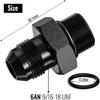 2Pcs 6AN Male to 6AN ORB Male Flare Fitting Adapter with O-Ring, Straight Black Hard Aluminum Hex Anodized Connector, Automotive Accessories Suitable