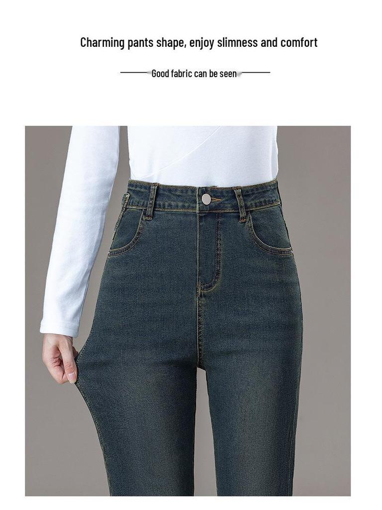 Women's Elastic Straight Leg Jeans - Petite, Plus Size, Loose Fit for Spring & Autumn
