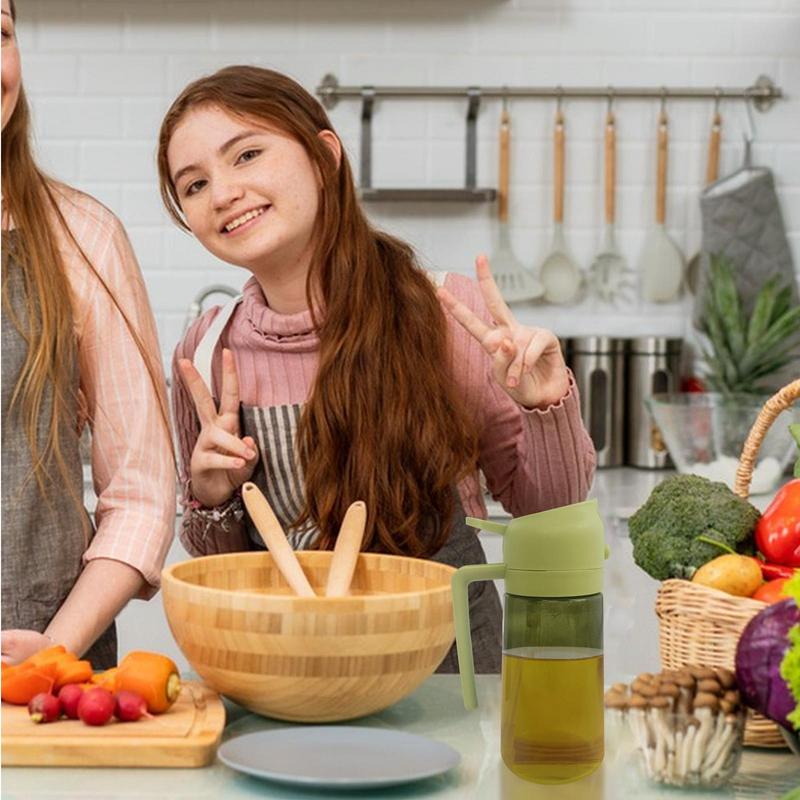 2 in1 Oil Spray Bottle 470ml Kitchen Barbecue Cooking Olive Oil Dispenser Oil Jar Baking Vinegar Soy Sauce Spray Container