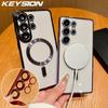 KEYSION Magnetic Plating Transparent Case for MagSafe for Samsung Galaxy S26 Ultra 5G S26+ Shockproof Lens Protector Phone Cover