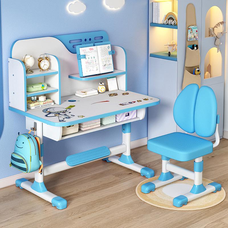 Kids' Study Desk & Chair Set with Storage - Metal Legs