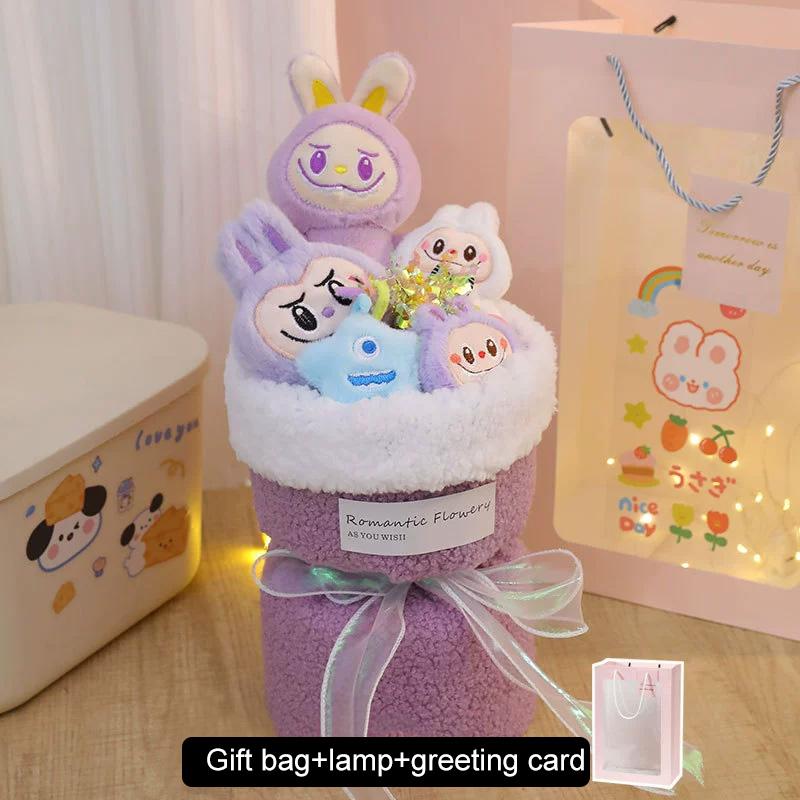 

1 Bunch with Light strings Cute Child Birthday Cartoon Doll Bouquets Creative Girlfriend Valentine s Day Gift Greeting Card фиолетовый