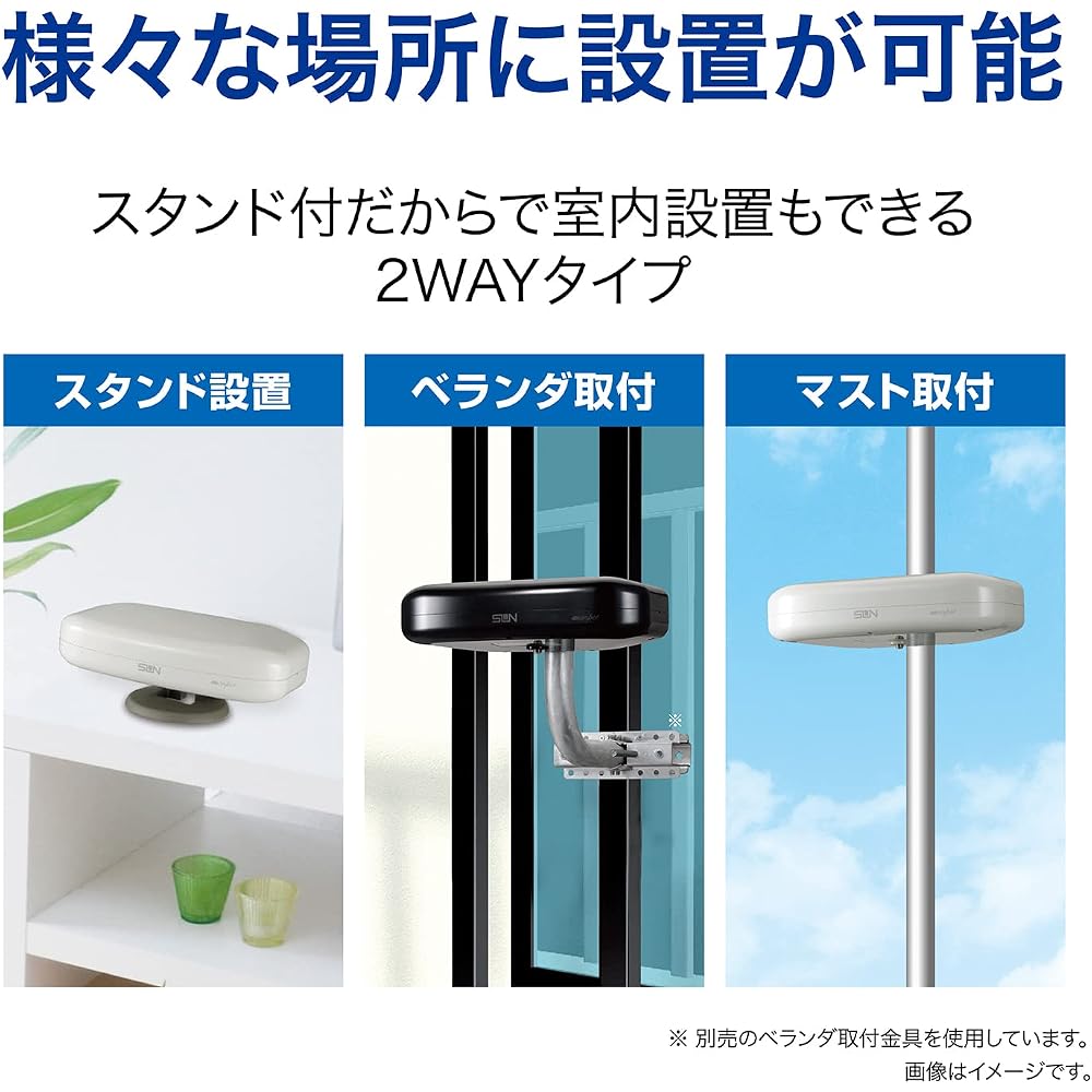 SUN (Sandenshi) Digital Terrestrial UHF Antenna, Indoor/Outdoor Use, Built-in Booster, High-End Model, White, SDA-5-2-S, 75 x 275 x 125 mm