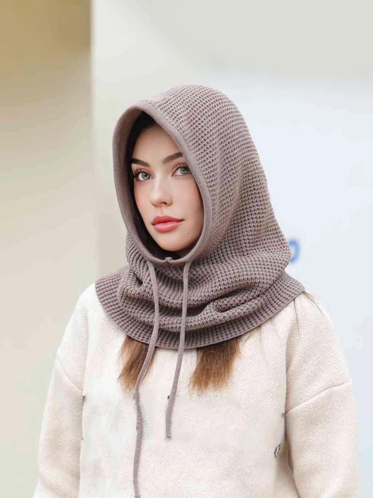 A Women Winter Beanie Hats One-Piece Knit Balaclavas Mask Neck Circle Scarf Ski Snow Hat