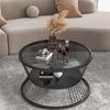 Tempered Glass Coffee Table Round Living Room Center Tables Modern Luxury Storage Coffee Tables Minimalist End Table Furniture