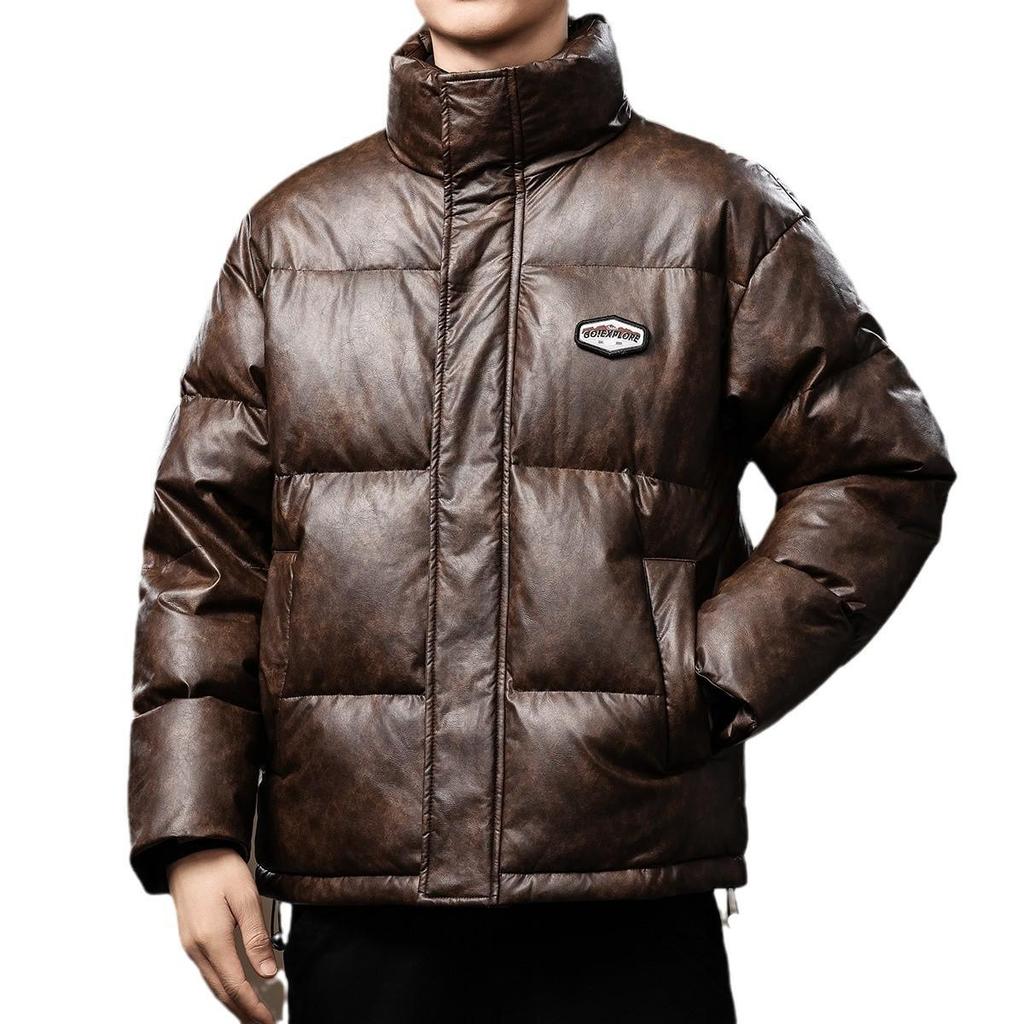 Men's Premium 90% Duck Down Leather Winter Jacket 2024 - Loose, Warm, Outdoor Casual Plus Size Coat