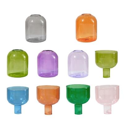 Creative Decorative Candle Holder Colorful Glass Flower Vases Wedding Decorations