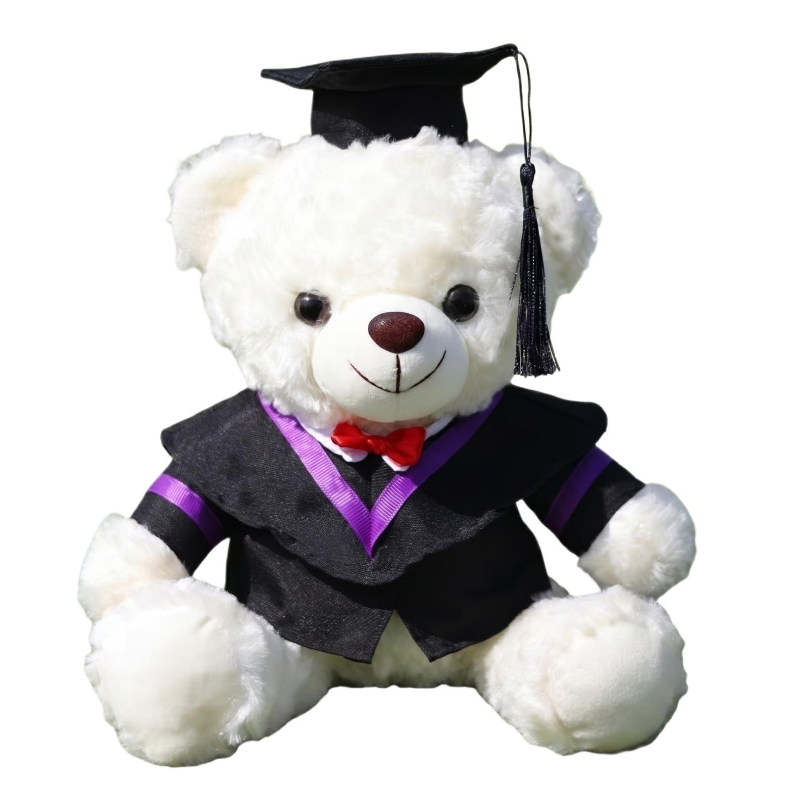 Graduation Stuffed Animal Plush Toy in and Gown, Soft Gift for Graduates, Cute Stuffed Animal for Graduation and Party One Size фиолетовый