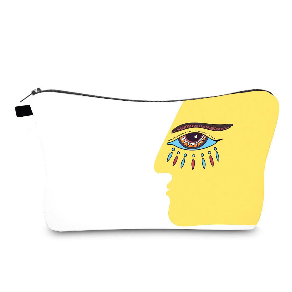 Evil Eye Print Makeup Bag Vintage Style Travel Storage Pouch Portable Hand Clutch Toiletry Bag