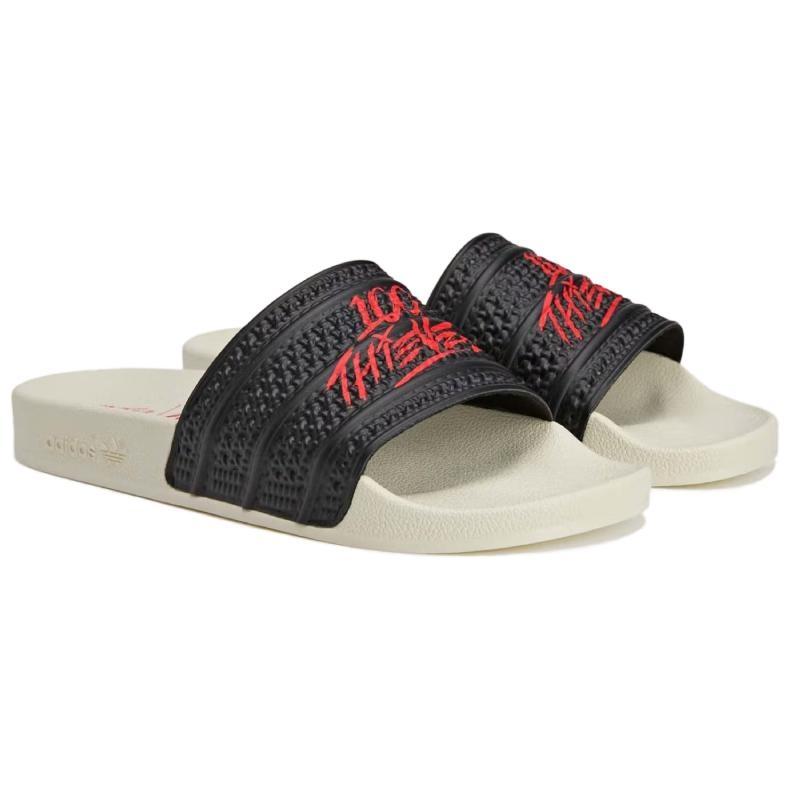adidas X 100 Thieves Adilette Slides Asia Sizing 'Black Red' Men's JR9152