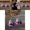 Purple Santa Claus Acrylic Earrings With Printed Art For Christmas Gift Ideas