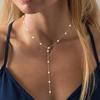 Bohemian White Imitation Pearl Y-Shaped Long Tassel Pendant Necklaces for Women Elegant Adjustable Chokers Chain Wedding Jewelry