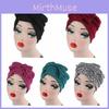Elegant Cotton Knitted Headscarf Cap With Bow For Women In Solid Colors For Fashionable Style