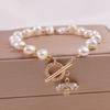 1pc Fashion Versatile Bee Imitation Pearl Bracelet , Women's Sweet Alloy Bracelet