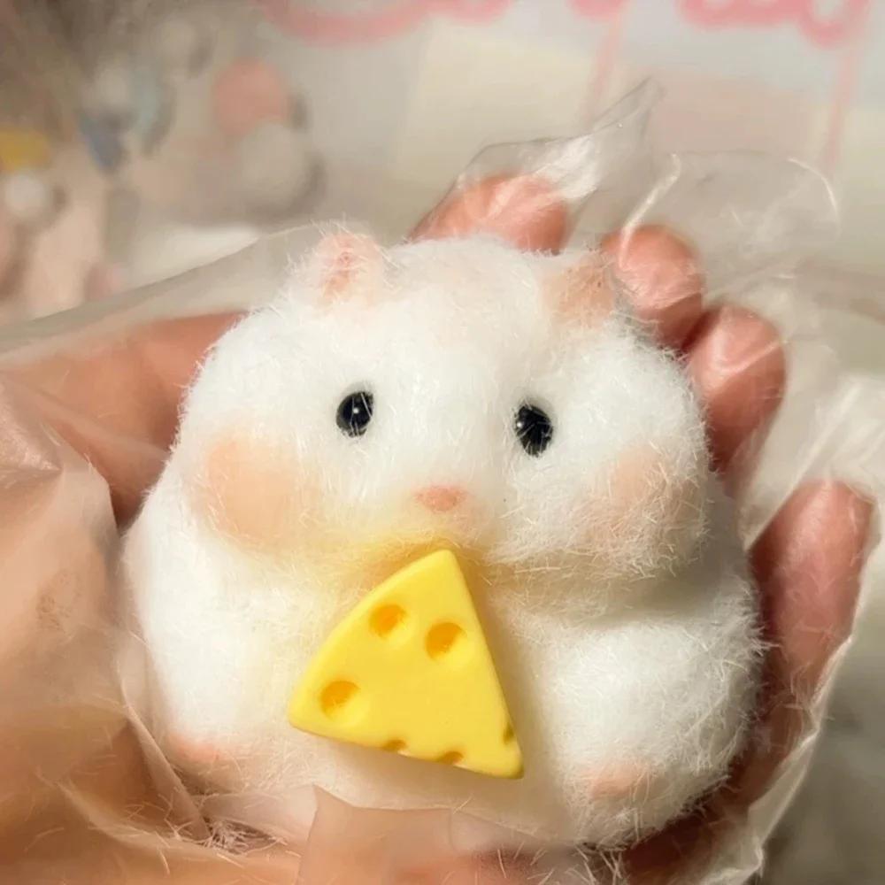 Taba Squishy Toy Mushy Silicone Mochi Toy Fuzzy Cute Hamster Handmade New Fidget Toy Relief  Stress Relax Gift