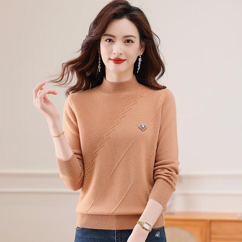 

Женский свитер с толстым воротником-стойкой Fengxun из 100% шерсти L