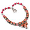 Cabochon Vintage Tibetan Necklace Natural Red Coral 18 In Boho Statement NN 912
