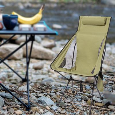 Camping Folding Chair Fishing with Side Pocket Beach Headrest for Patio