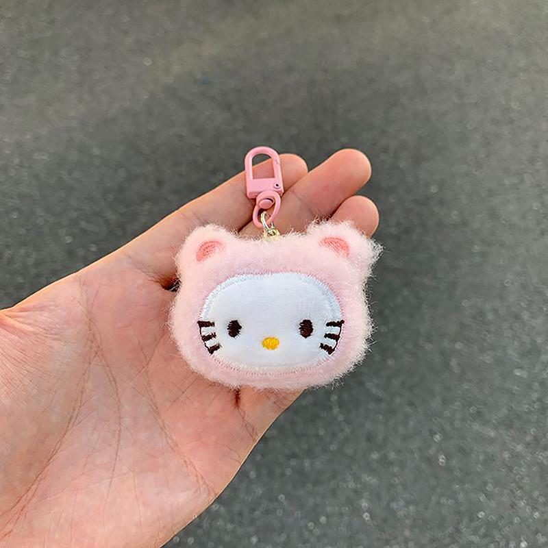 Cartoon Hello Kitty Plush Keychain Cute Cat Plush Doll Key Ring Child Stuffed Toy Couples Backpack Pendant Ornaments Gifts