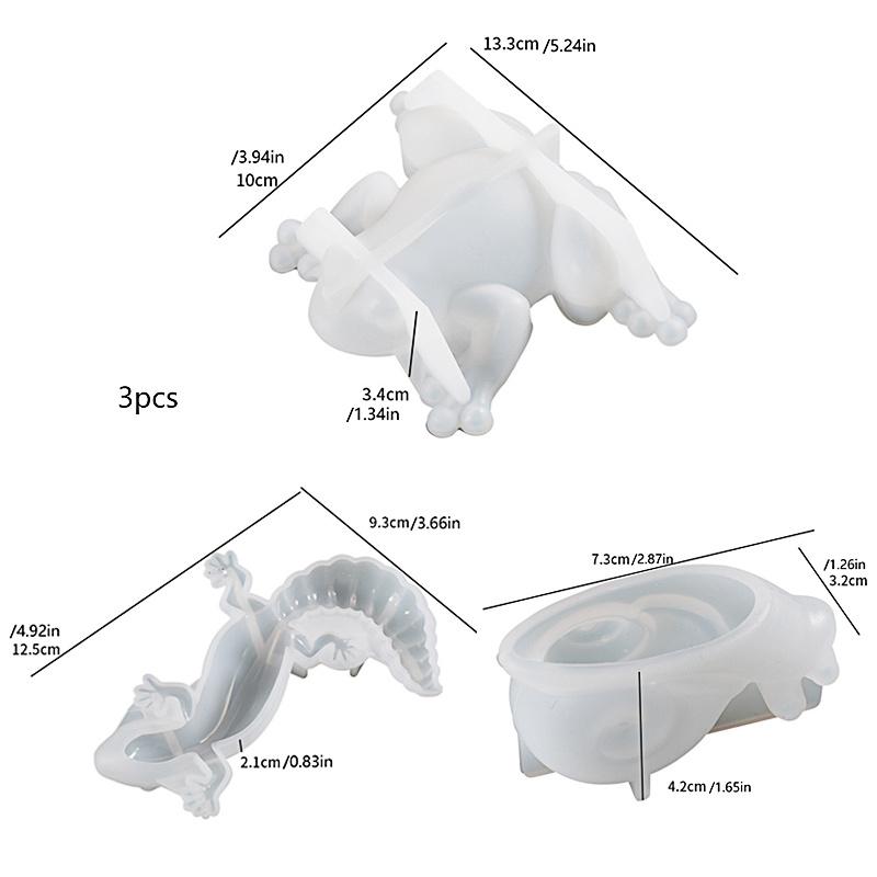 Animal epoxy resin mold, snail frog lizard shape silicone mold, used for epoxy resin casting wall tabletop, home decoration
