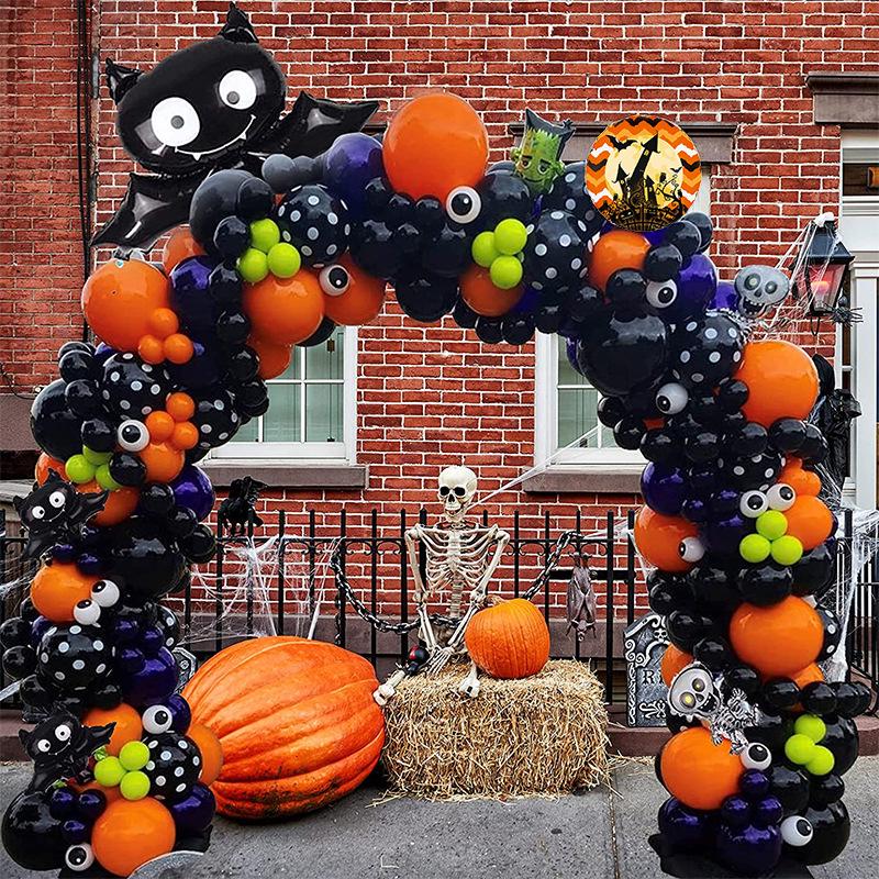 Halloween Balloon Set: Bat, Black & Orange Balloon Chain for Ghost Festival Party Decorations