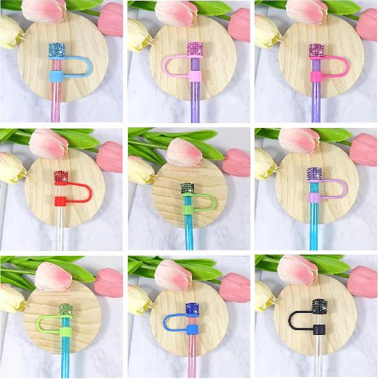 12 Pack Replacement Swirl Straws and Diamond Straw Cover for Stanley Tumbler Cups, with Cleaning Brush, Compatible with 40 oz Stanley Water Jug, 12
