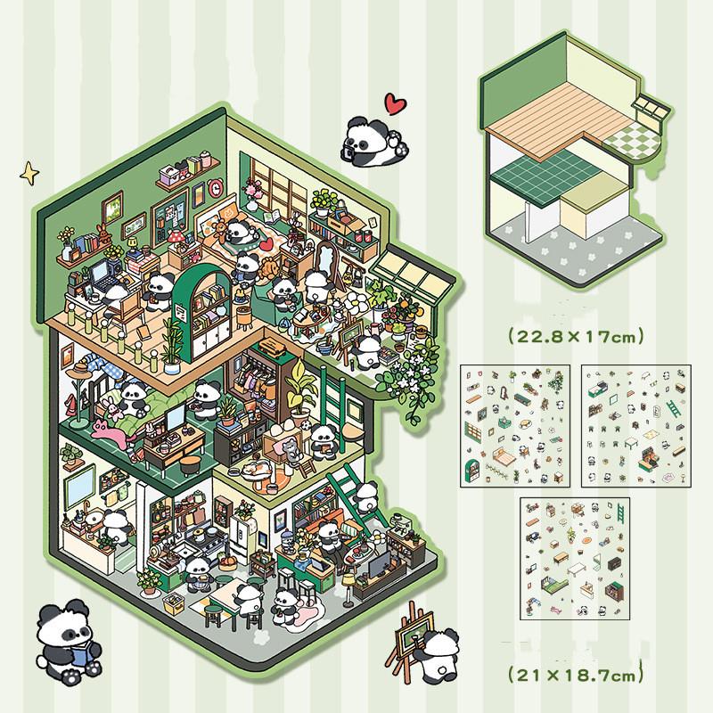 

1 комплект больших размеров DIY Декор Ландшафтный дизайн Наклейка Миниатюрная Милая мультяшная Панда Кролик Сцена Сложенная Наклейка Милые Студенческие Принадлежности 23*19.5cm