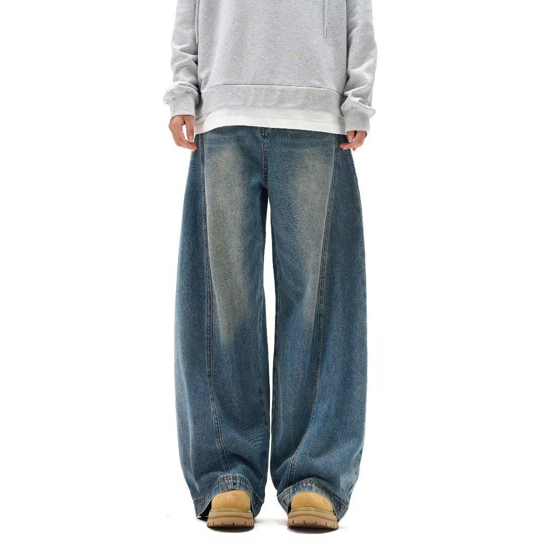 

Мужские джинсы-шаровары в стиле ретро пэчворк: Свободные, оверсайз, деконструированные брюки широкого кроя XXL синий