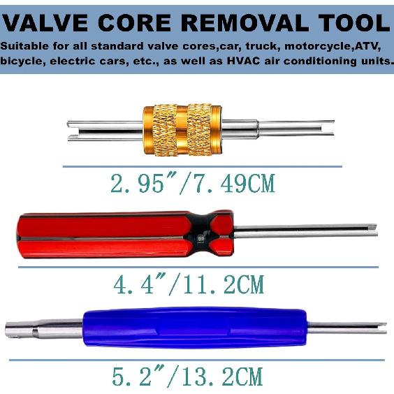 6Pcs Valve Stem Removal Tool Kit, R134 R12 A/C HVAC Air Conditioner Schrader Valve Stem Core Remover Tool