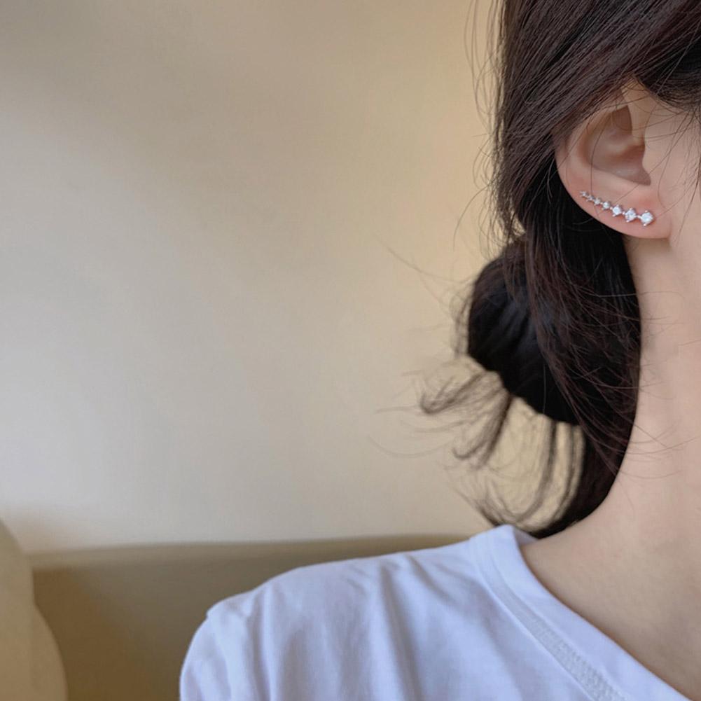 Light Luxury Niche Design Zircon Inlaid Earrings Seven Star Earrings Curved Earrings Zircon Fas J2G5