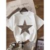 Leopard Print and Star Print Round Neck Short Sleeved Women's Casual T-shirt Fashion Trend Harajuku Women's T-shirt