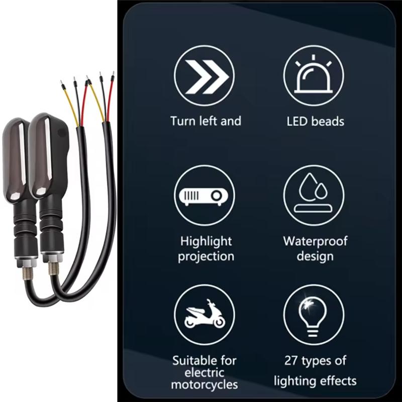 

AUTO 2PCS Colorful LED Turn Signal Lamp For Motorcycles - Waterproof Projection Light як показано кольору