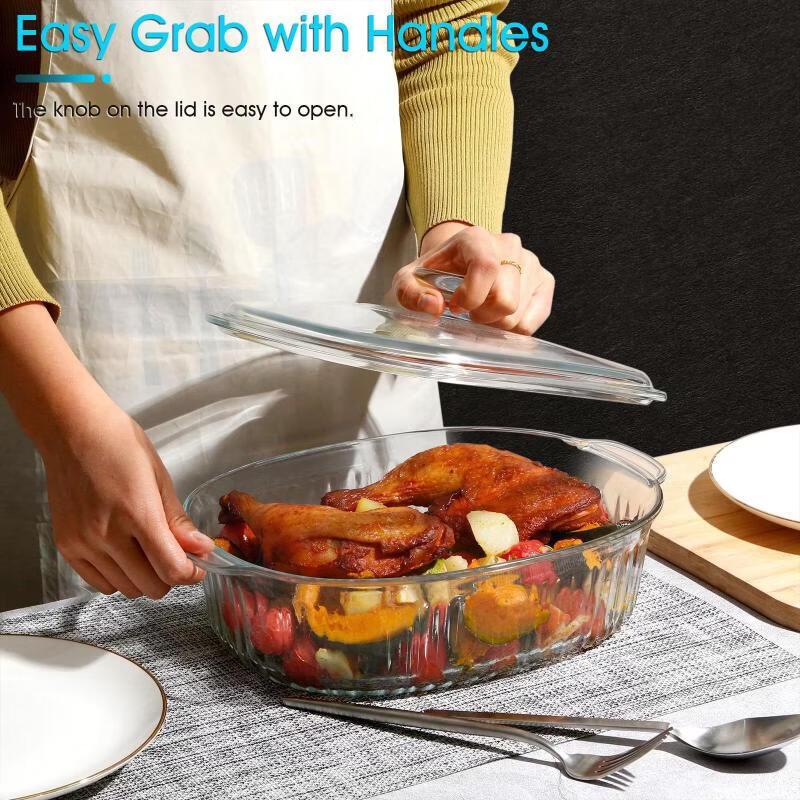 Ruhan Large Oval Borosilicate Glass Casserole Dish