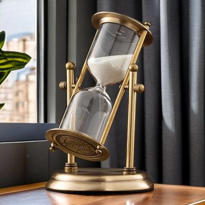 Sanduhr mit rotierender Krone, Timer-Dekoration mit fortschrittlichem kreativem Glas, fließendem Sand, Zeit, Wohnzimmer, Metall-Sanduhr, kleines Geschenk