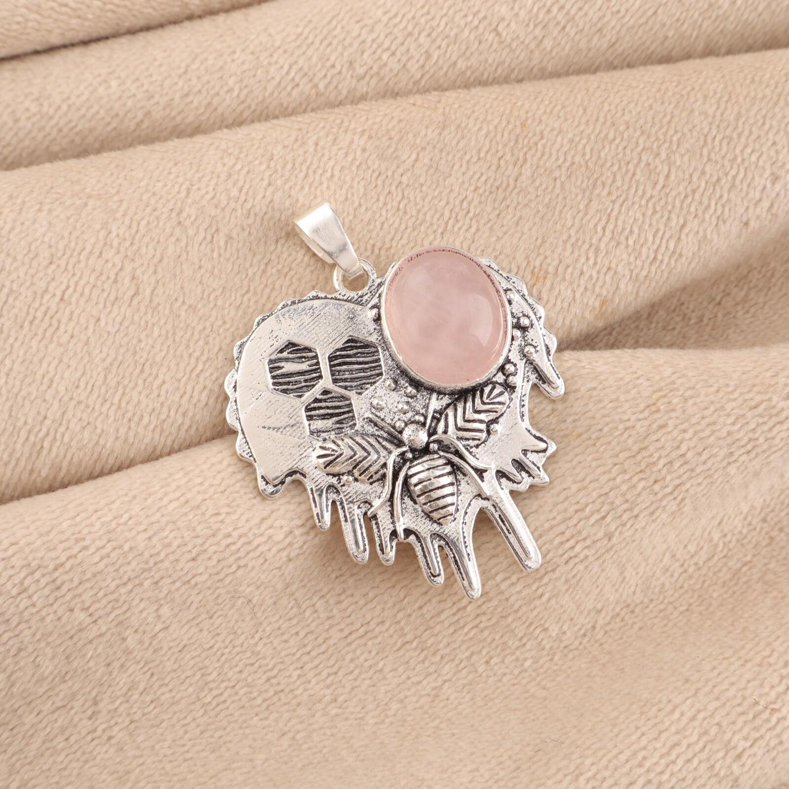 

Natural Rose Quartz Gemstone 925 Sterling Silver Handmade Pendant 1.49 For Her CP-28-23